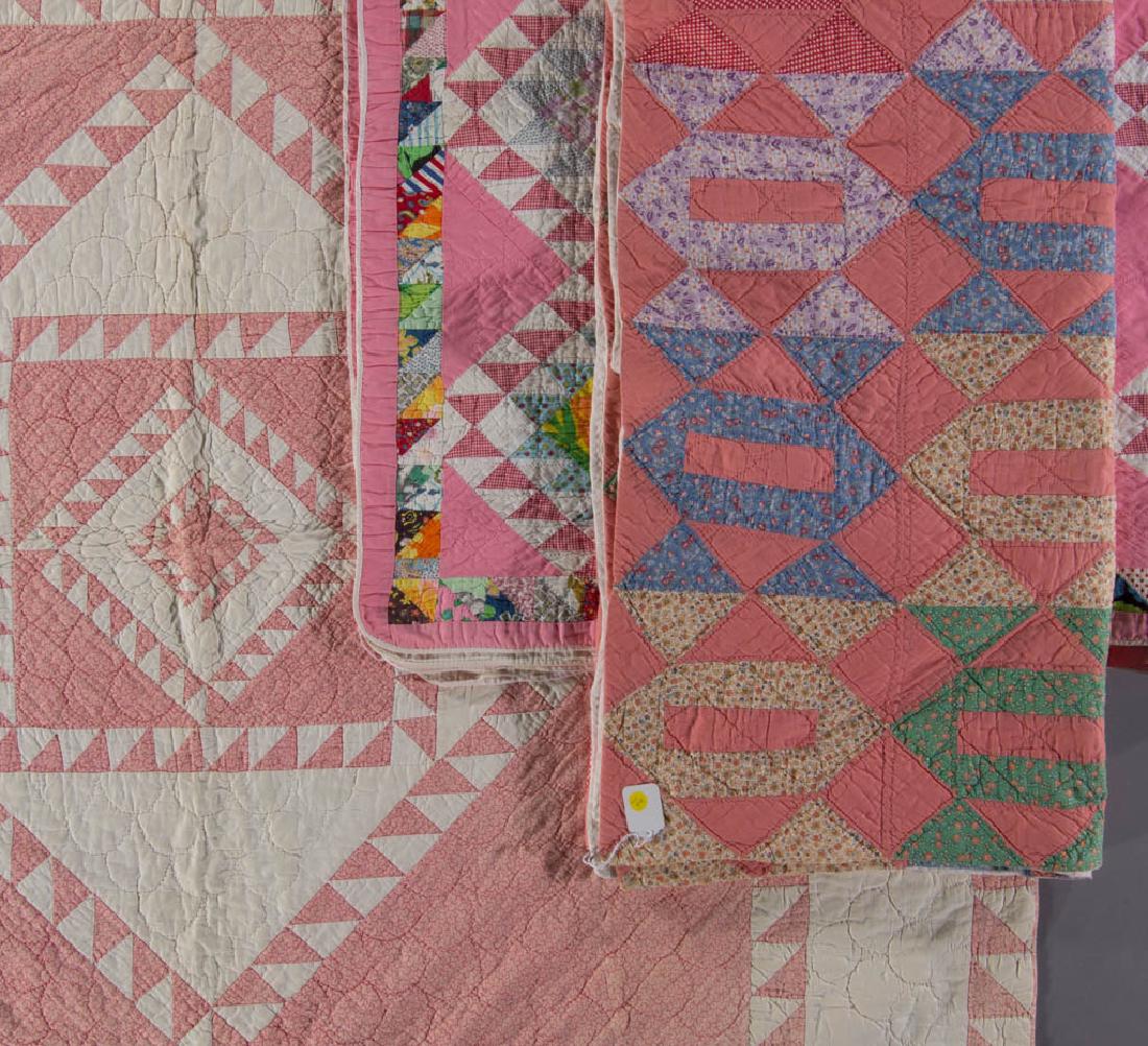 AMERICAN PINK AND POLYCHROME PIECED QUILTS, LOT OF (1 of 11)