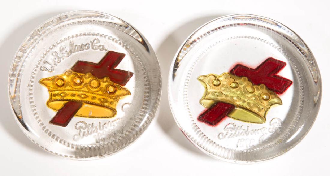 U.S. GLASS CO. ADVERTISING - STAINED PAPERWEIGHTS, LOT (1 of 1)