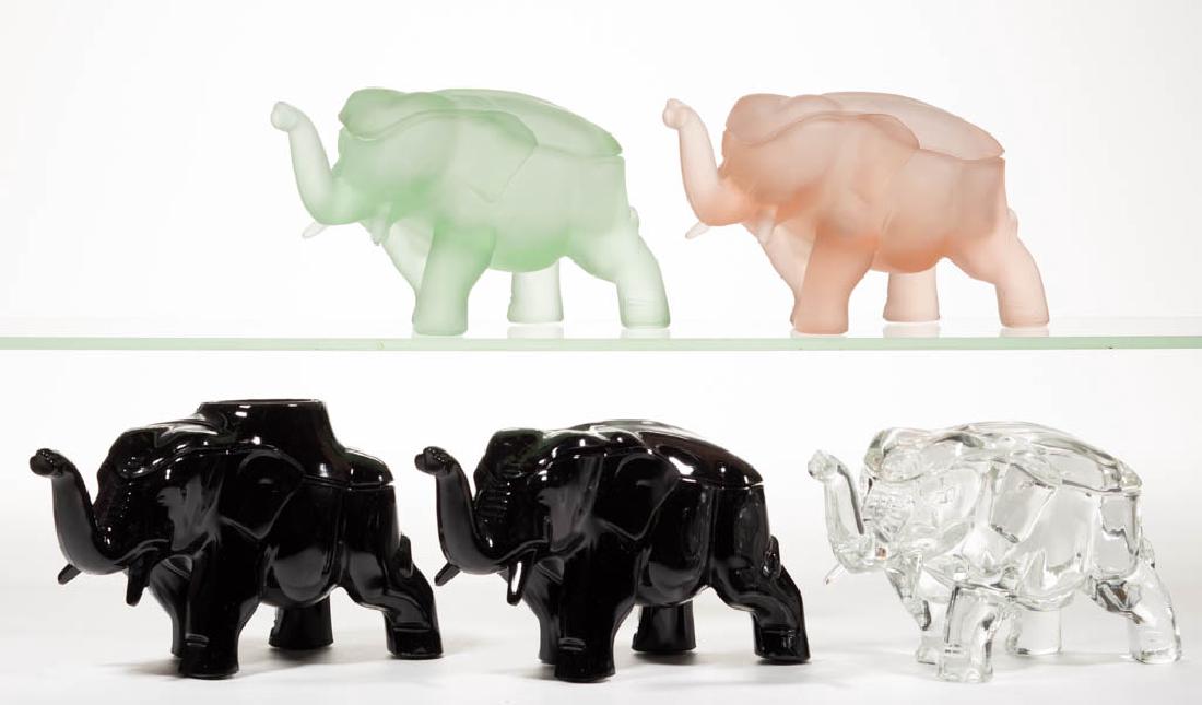 PRESSED GLASS NOVELTY ELEPHANT COVERED DISHES, LOT OF (1 of 1)