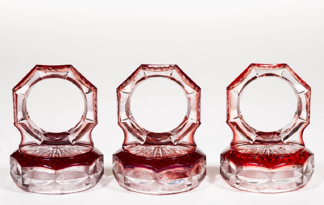 ADAMS PRESSED NOVELTY - RUBY-STAINED NAPKIN RINGS, SET (1 of 1)