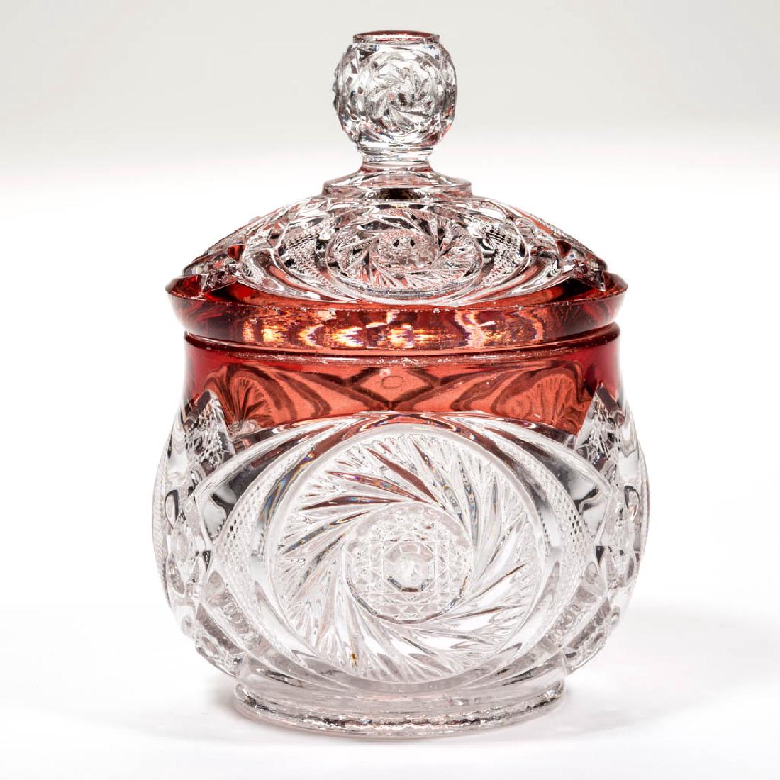 AZTEC (OMN) - RUBY-STAINED COVERED SUGAR BOWL (1 of 1)