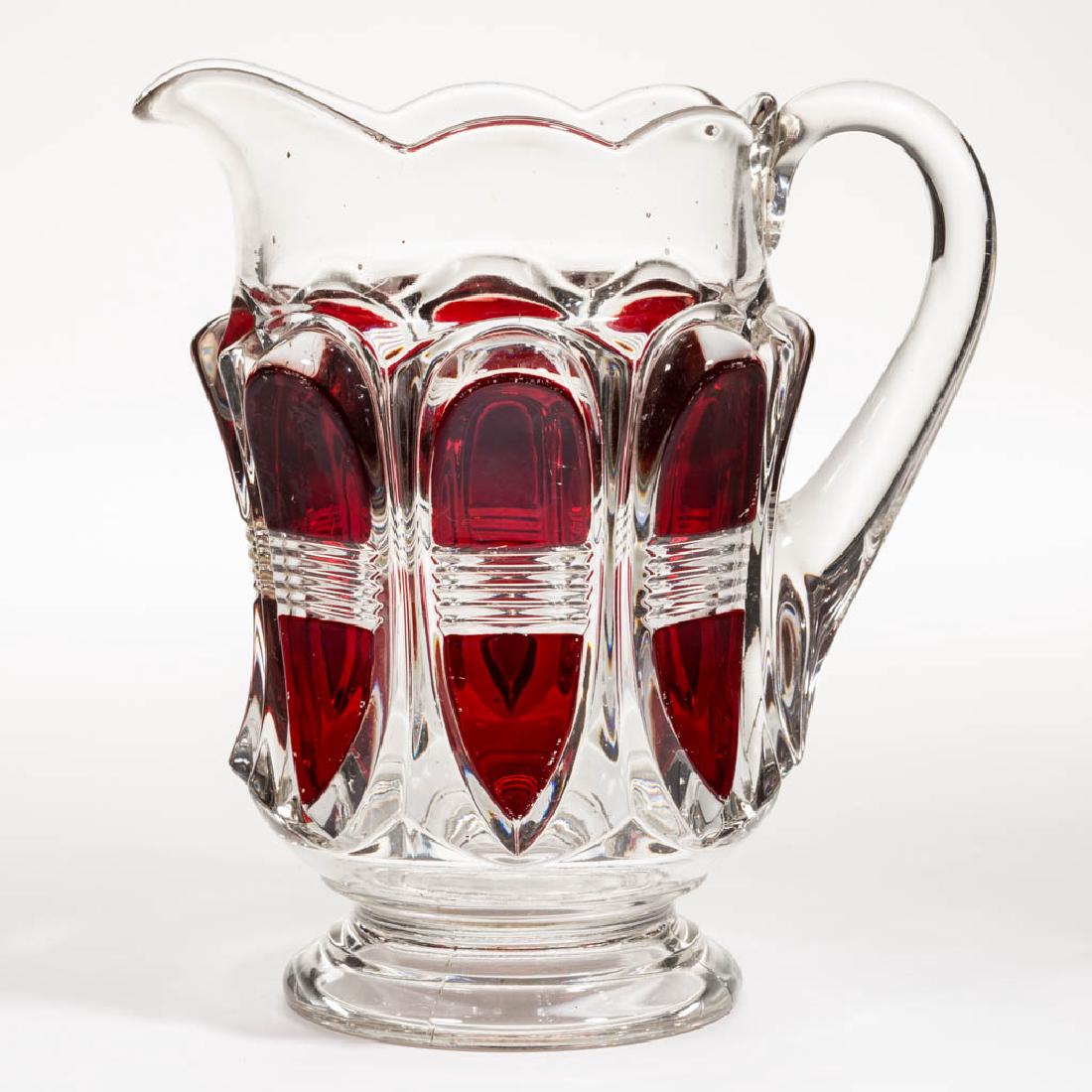 BARRED OVAL - RUBY-STAINED WATER PITCHER (1 of 1)