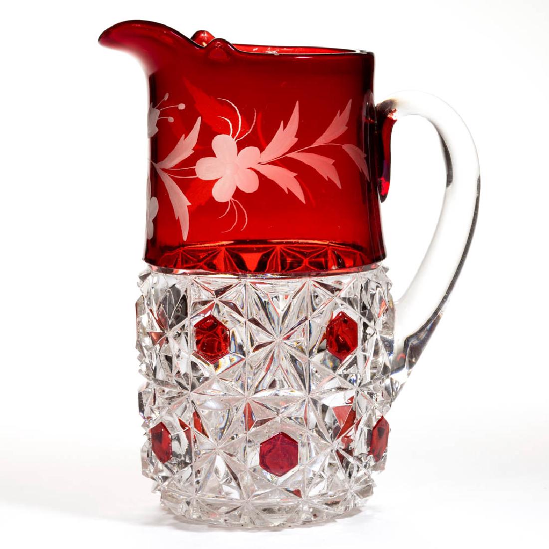 BIG BUTTON - RUBY-STAINED WATER PITCHER (1 of 1)