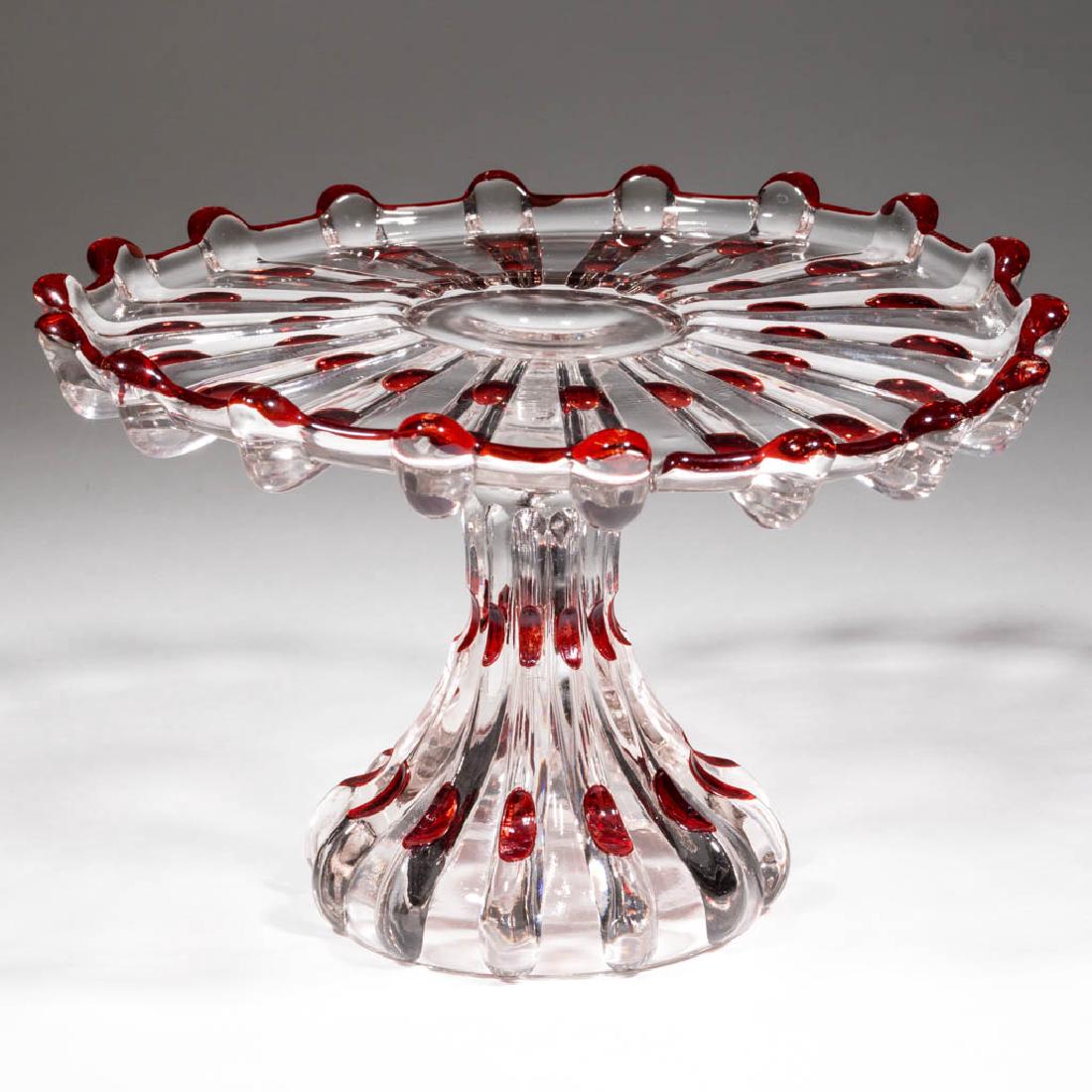 BROKEN COLUMN - RUBY-STAINED SALVER / CAKE STAND (1 of 1)