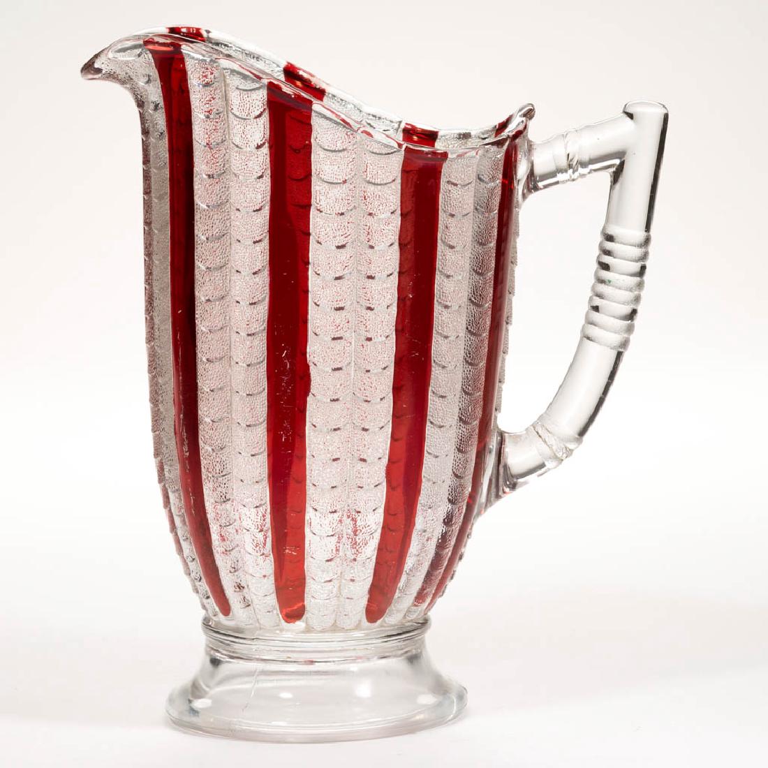 CORAL / FISHSCALE - RUBY-STAINED WATER PITCHER (1 of 1)