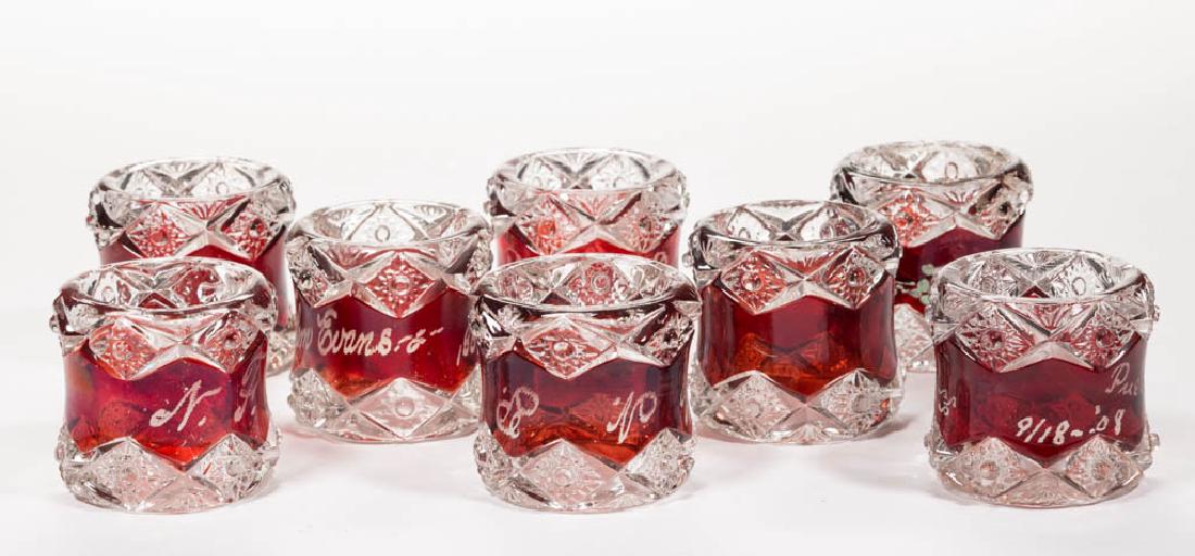 DIAMOND WITH PEG - RUBY-STAINED NAPKIN RINGS, LOT OF (1 of 1)