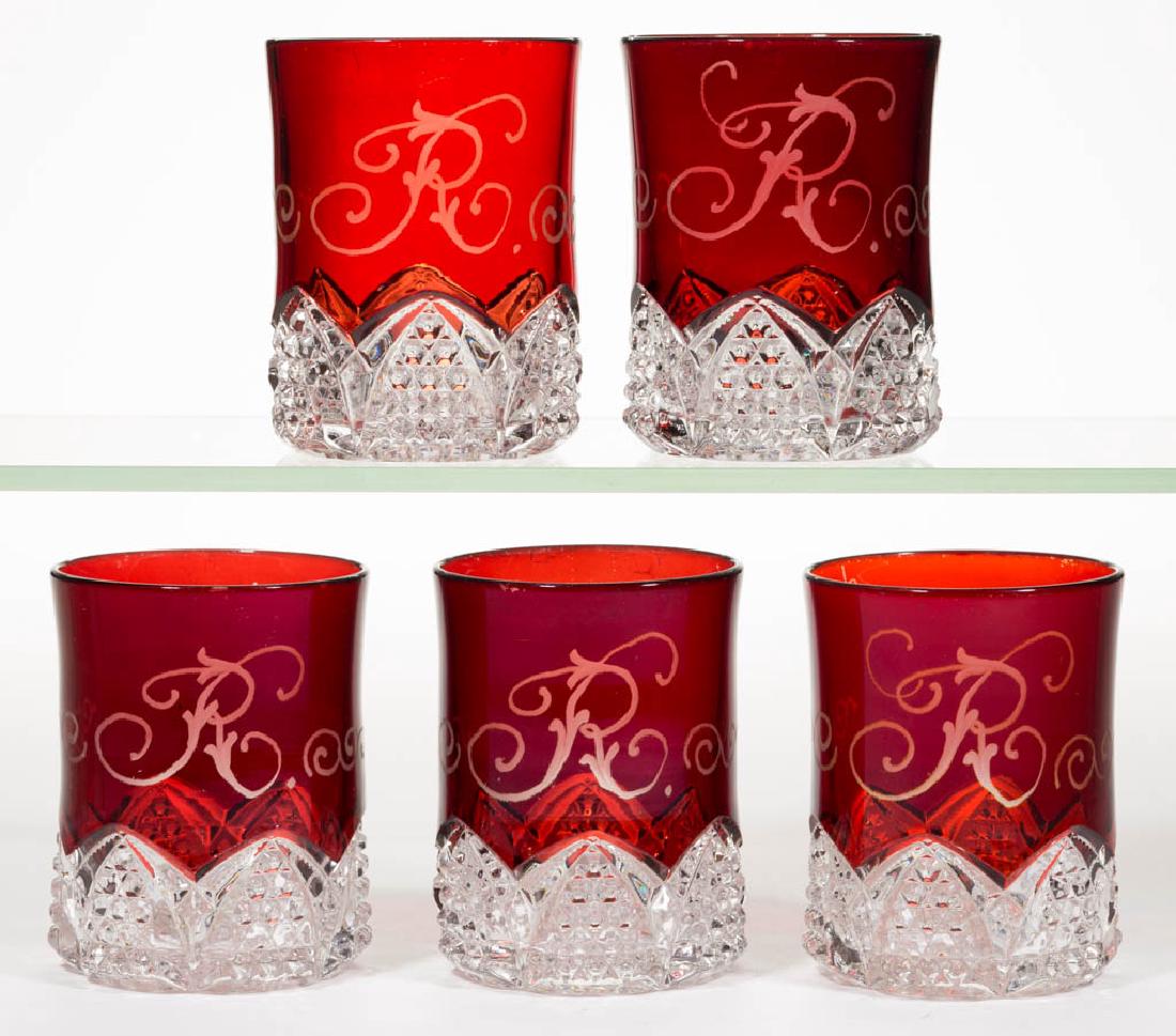 DUNCAN NO. 39 / BUTTON ARCHES - RUBY-STAINED TUMBLERS, (1 of 1)