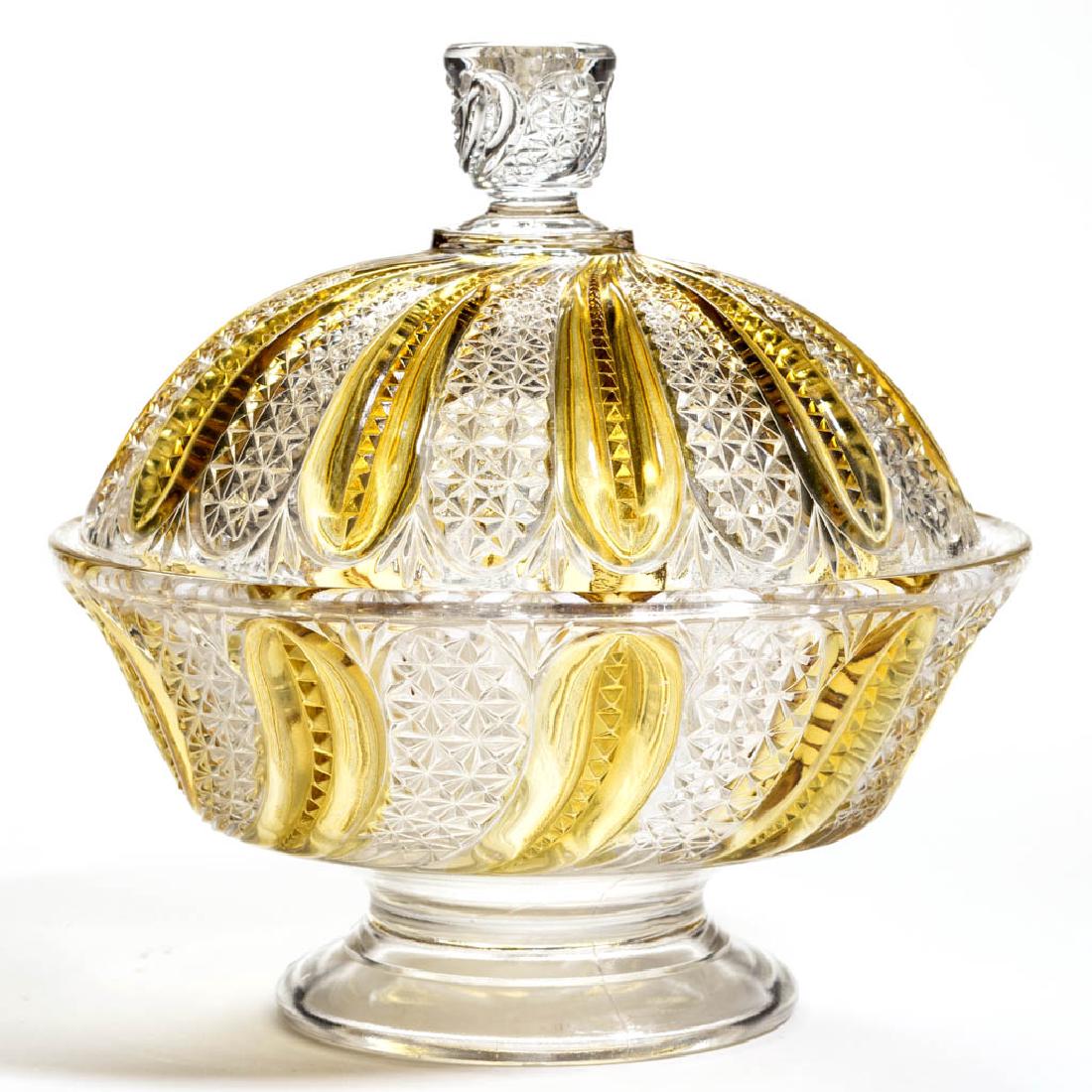 FEATHER / DORIC - AMBER-STAINED COVERED COMPOTE (1 of 1)