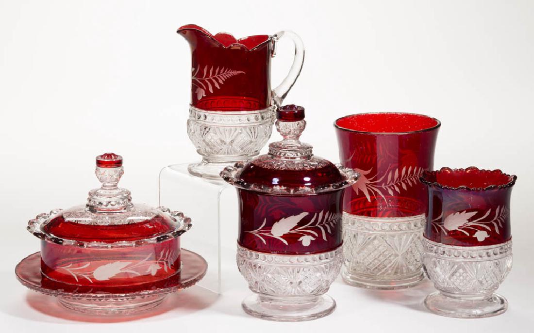 MELROSE / DIAMOND BEADED BAND - RUBY-STAINED FIVE-PIECE (1 of 1)