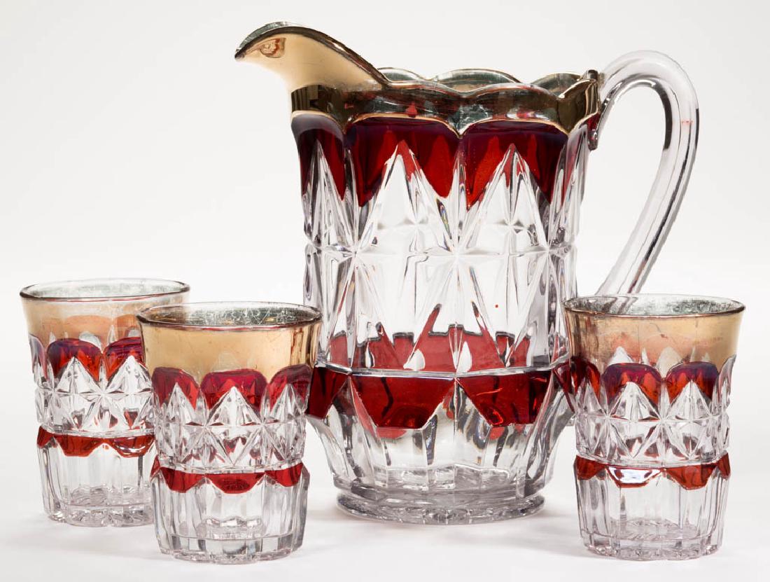 OLD GLORY / MIRROR STAR - RUBY-STAINED FOUR-PIECE WATER (1 of 1)