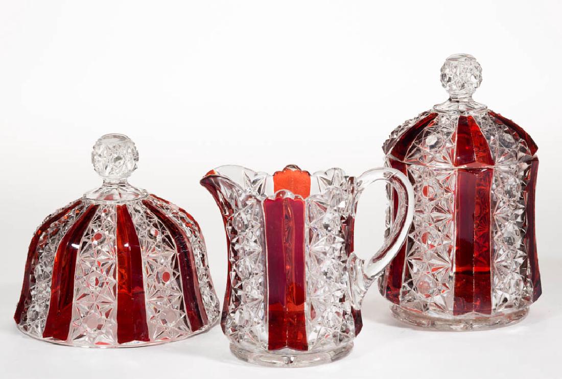 PANELLED DAISY AND BUTTON - RUBY-STAINED TABLE (1 of 1)