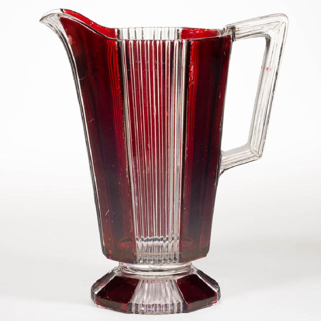 PLEATING - RUBY-STAINED WATER PITCHER (1 of 1)