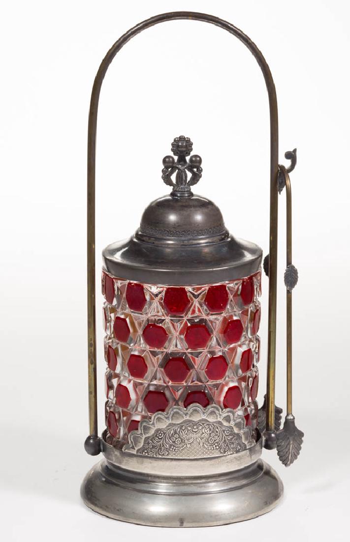 RED BLOCK - RUBY-STAINED PICKLE CASTER (1 of 1)