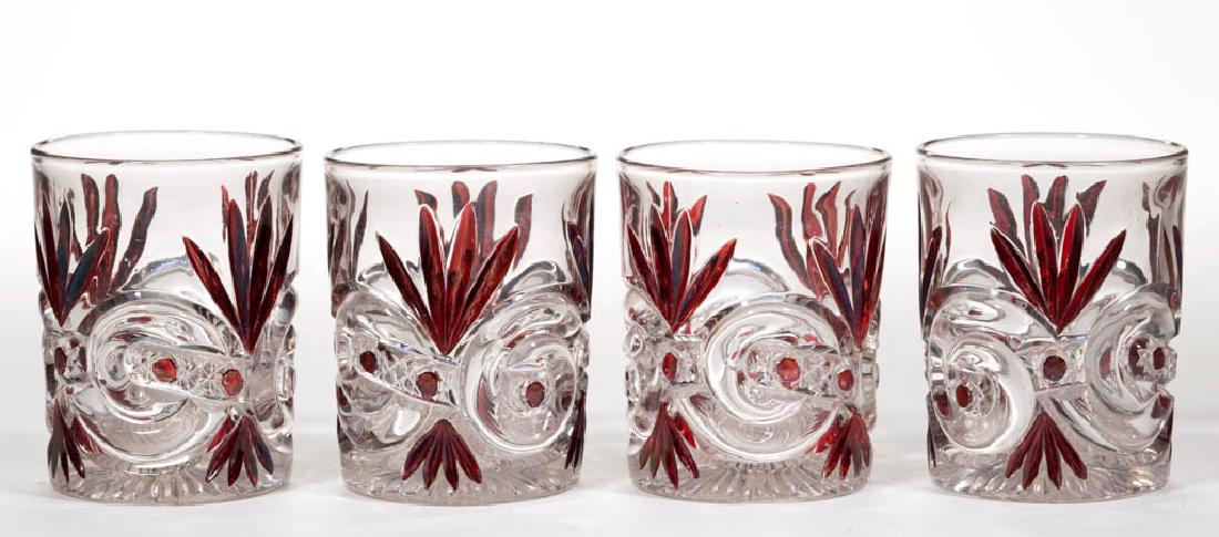 SCROLL WITH CANE BAND - RUBY-STAINED TUMBLERS, LOT OF (1 of 1)