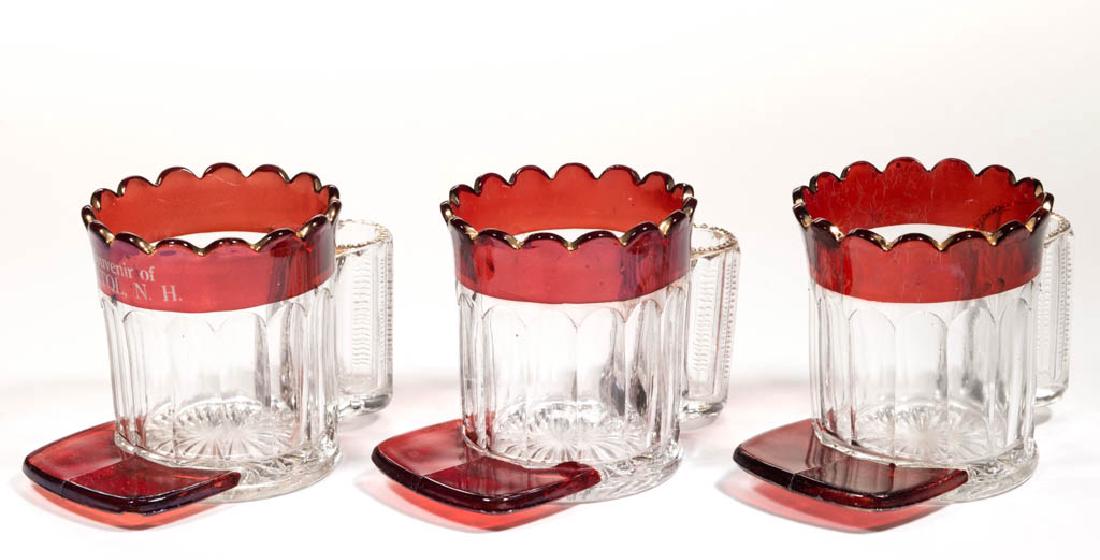 PRESSED NOVELTY - RUBY-STAINED SMOKE SETS, LOT OF THREE (1 of 1)