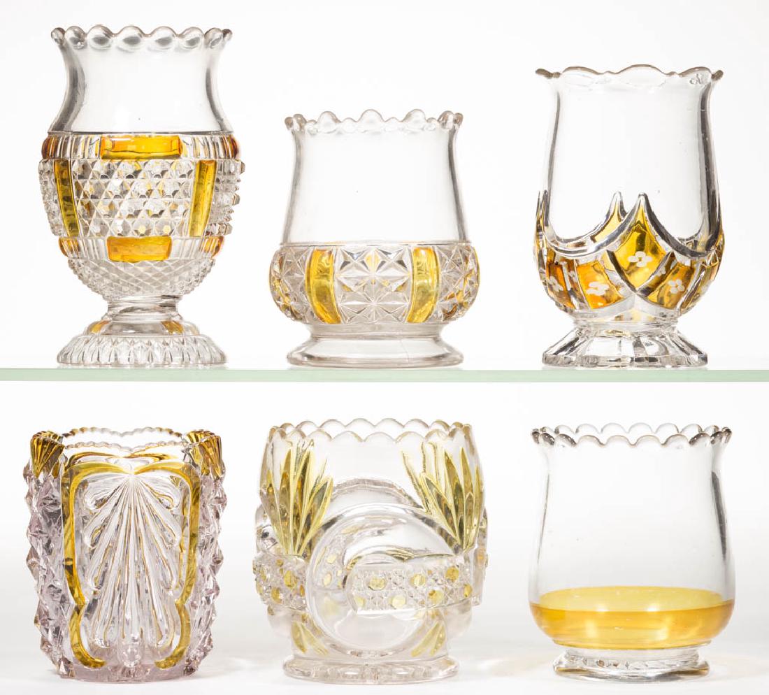 ASSORTED EAPG - AMBER-STAINED SPOONERS, LOT OF SIX (1 of 1)