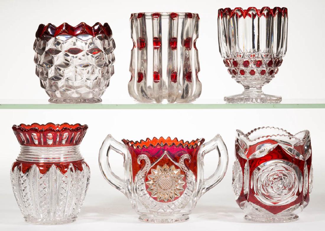 ASSORTED EAPG - RUBY-STAINED SPOONERS, LOT OF SIX (1 of 1)