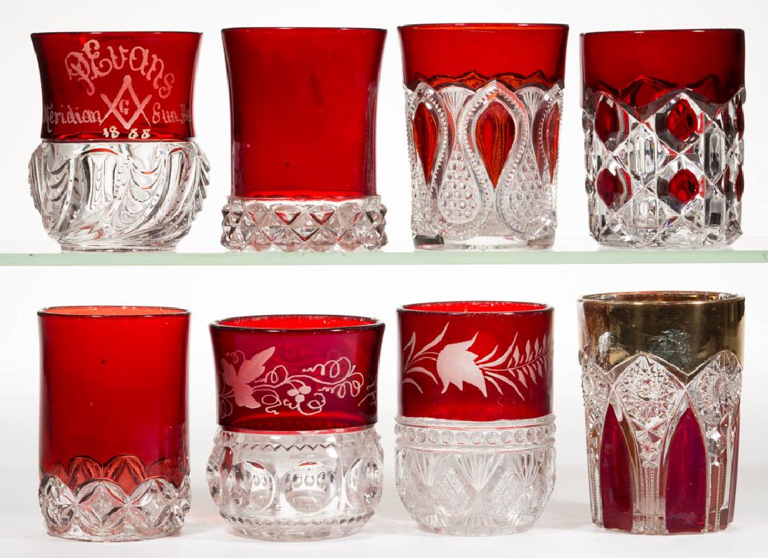ASSORTED EAPG - RUBY-STAINED TUMBLERS, LOT OF EIGHT (1 of 1)