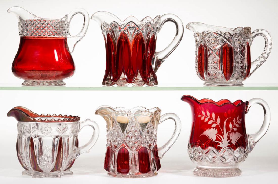 ASSORTED EAPG - RUBY-STAINED CREAMERS, LOT OF SIX (1 of 1)