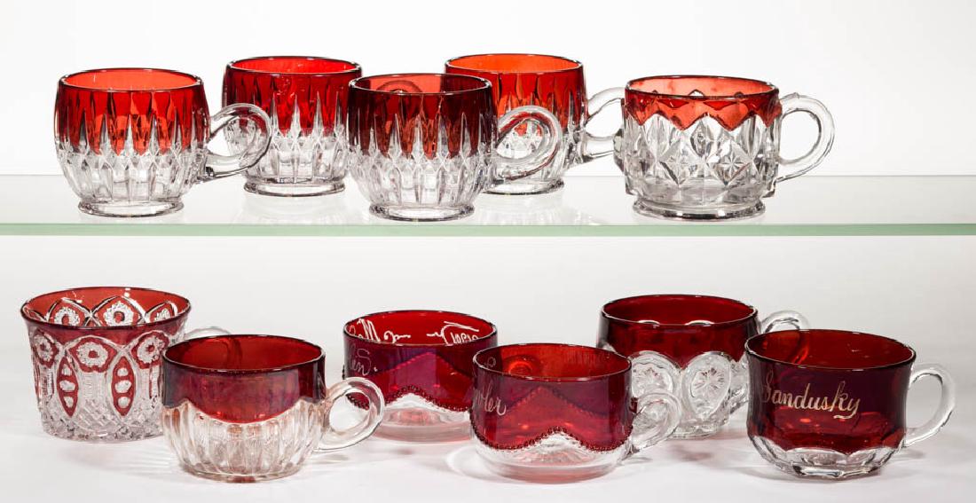 ASSORTED EAPG - RUBY-STAINED PUNCH CUPS, LOT OF 11 (1 of 1)