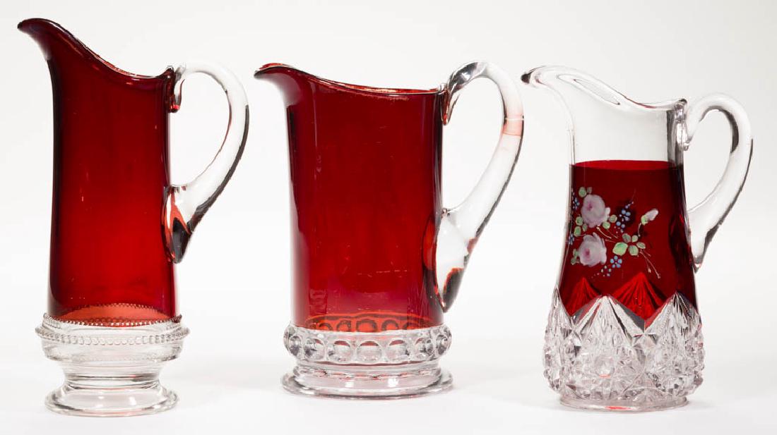 ASSORTED EAPG - RUBY-STAINED MILK PITCHERS, LOT OF (1 of 1)