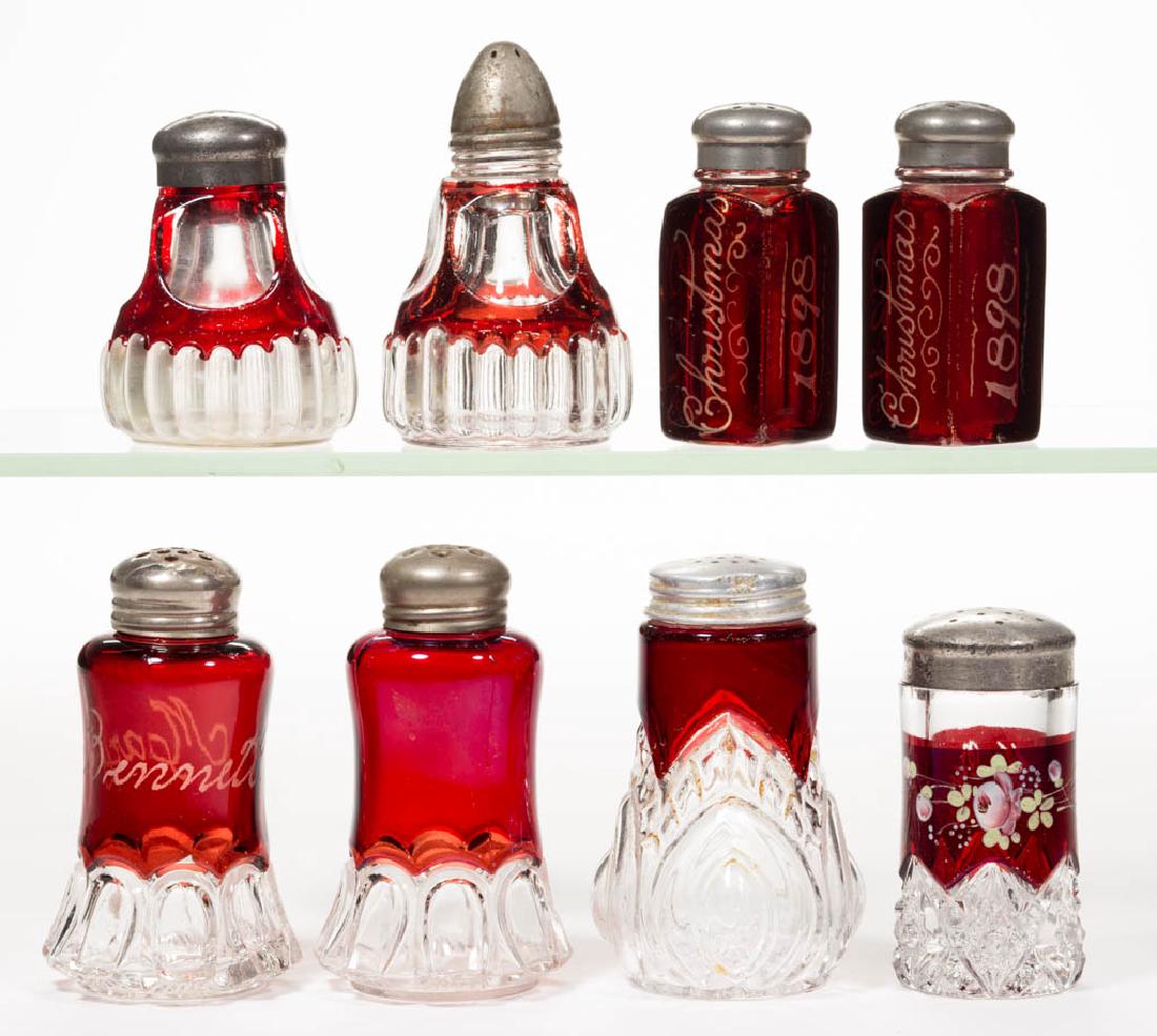 ASSORTED EAPG - RUBY-STAINED SALT AND PEPPER SHAKERS, (1 of 1)