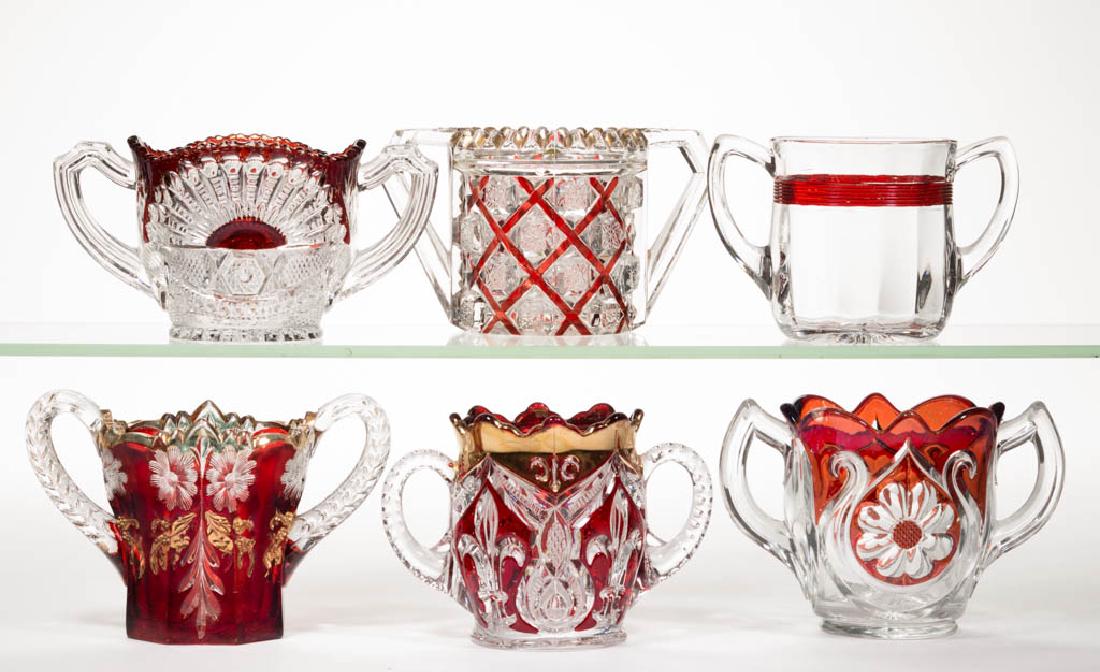 ASSORTED EAPG - RUBY-STAINED SPOONERS, LOT OF SIX (1 of 1)