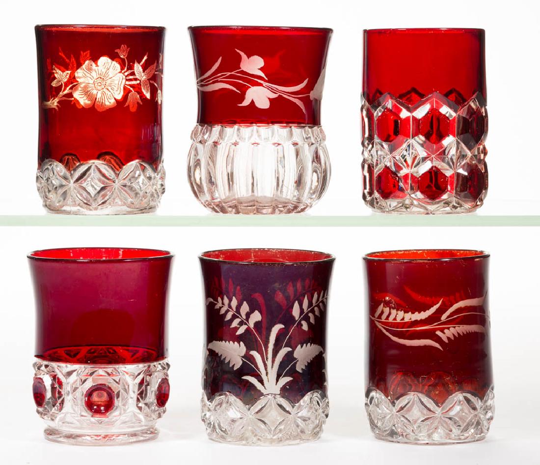 ASSORTED EAPG - RUBY-STAINED TUMBLERS, LOT OF SIX (1 of 1)