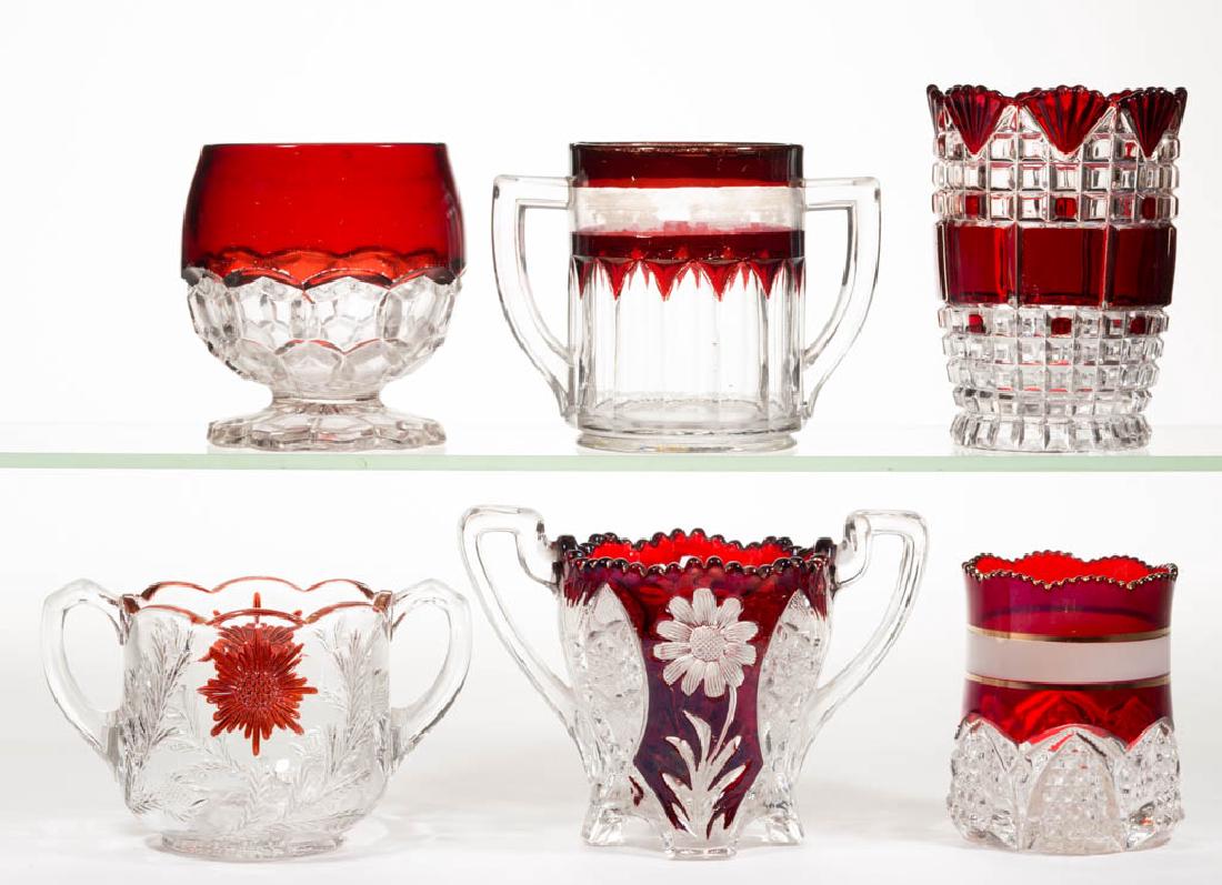 ASSORTED EAPG - RUBY-STAINED SPOONERS, LOT OF SIX (1 of 1)