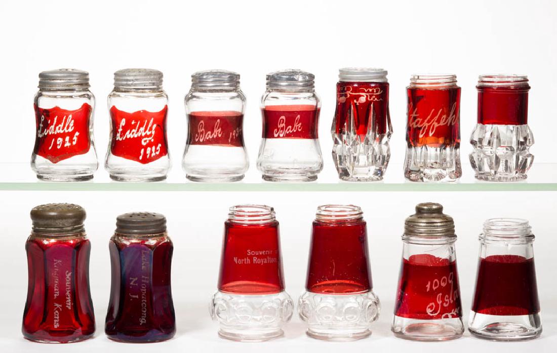 ASSORTED EAPG - RUBY-STAINED SALT / PEPPER SHAKERS, LOT (1 of 1)