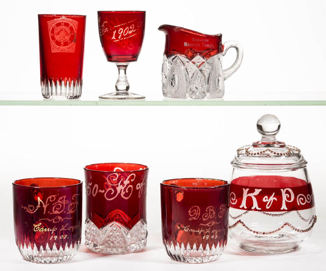 ASSORTED SOUVENIR EAPG - RUBY-STAINED TABLE ARTICLES, (1 of 1)