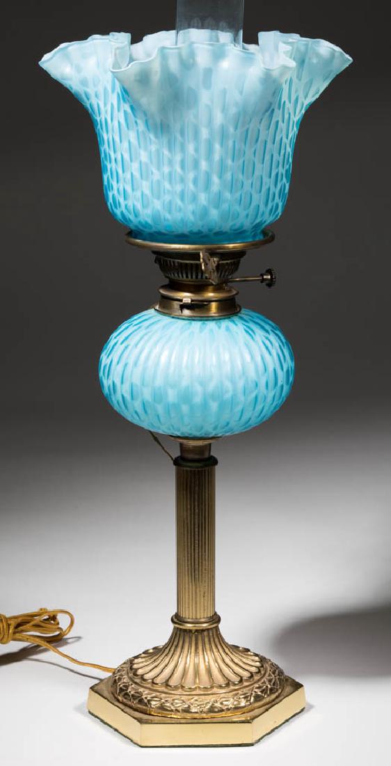 DIAMOND-QUILT AIR-TRAP-MOTHER- OF-PEARL SATIN GLASS (1 of 1)