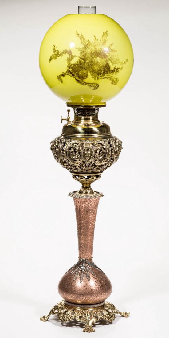 BRADLEY & HUBBARD MIXED-METAL KEROSENE BANQUET LAMP (1 of 4)