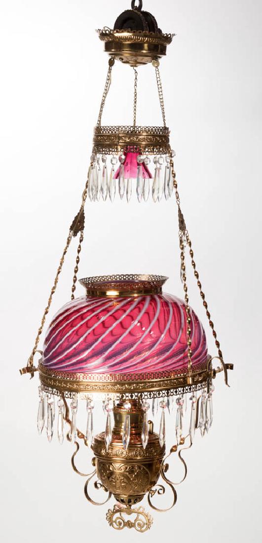 BRADLEY AND HUBBARD / HOBBS OPAL SWIRL KEROSENE HANGING (1 of 2)