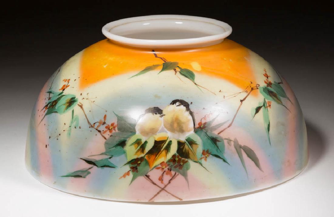 VICTORIAN ENAMEL-DECORATED HANGING / LIBRARY LAMP SHADE (1 of 2)