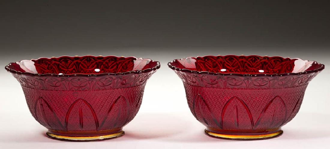 PRESSED GOTHIC ARCHES PAIR OF GAS LAMP SHADES (1 of 1)