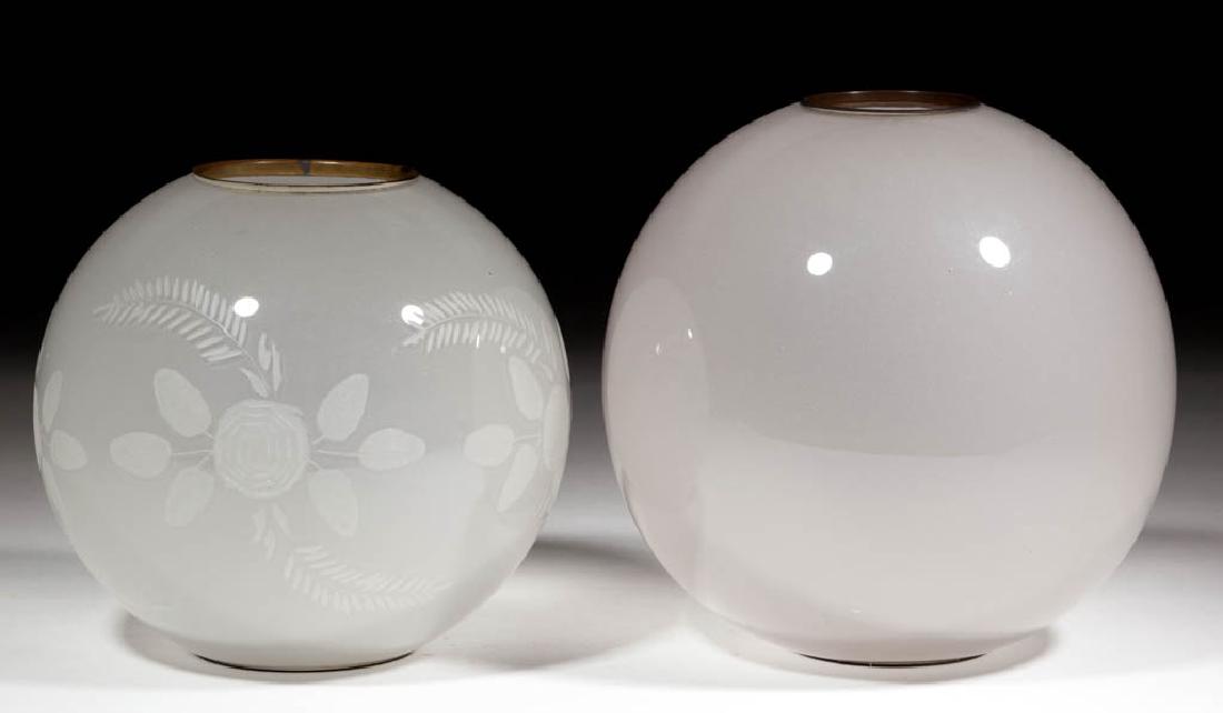 ASSORTED BLOWN BALL-FORM LAMP SHADES, LOT OF TWO (1 of 1)