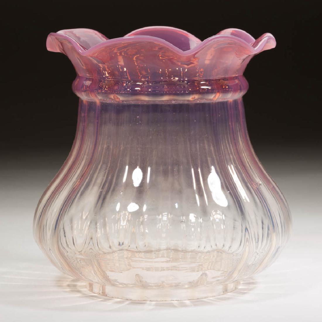 VICTORIAN PANEL-OPTIC OPALESCENT LAMP SHADE (1 of 1)