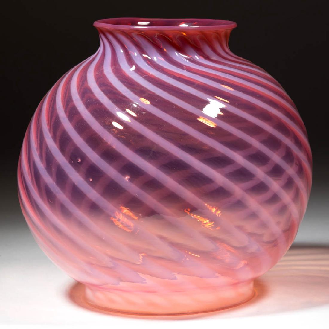 VICTORIAN CRANBERRY OPALESCENT SWIRL HALL LAMP SHADE (1 of 1)