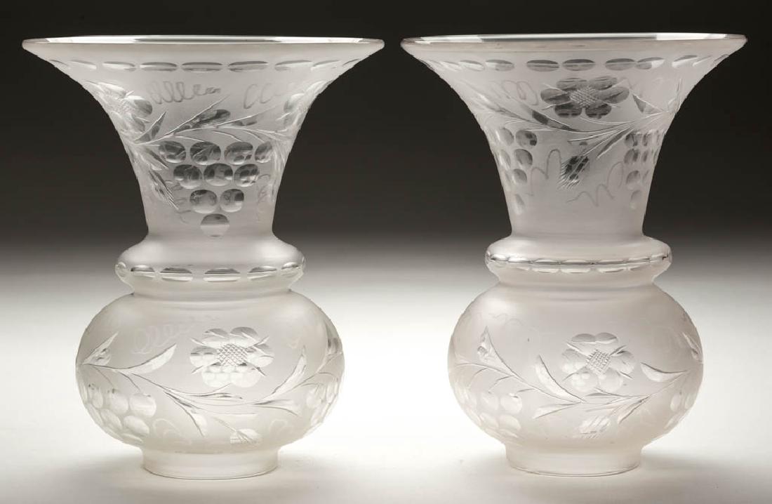 BLOWN AND ENGRAVED PAIR OF ARGAND LAMP SHADES (1 of 1)