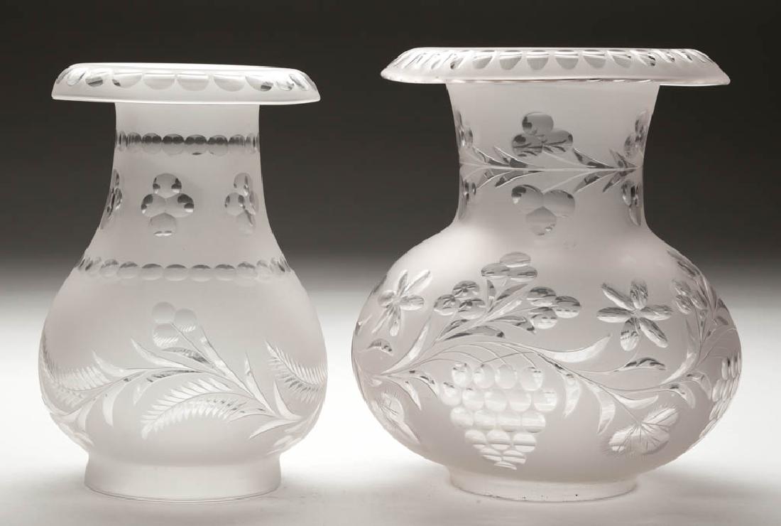 FREE-BLOWN AND CUT ARGAND LAMP SHADES, LOT OF TWO (1 of 1)