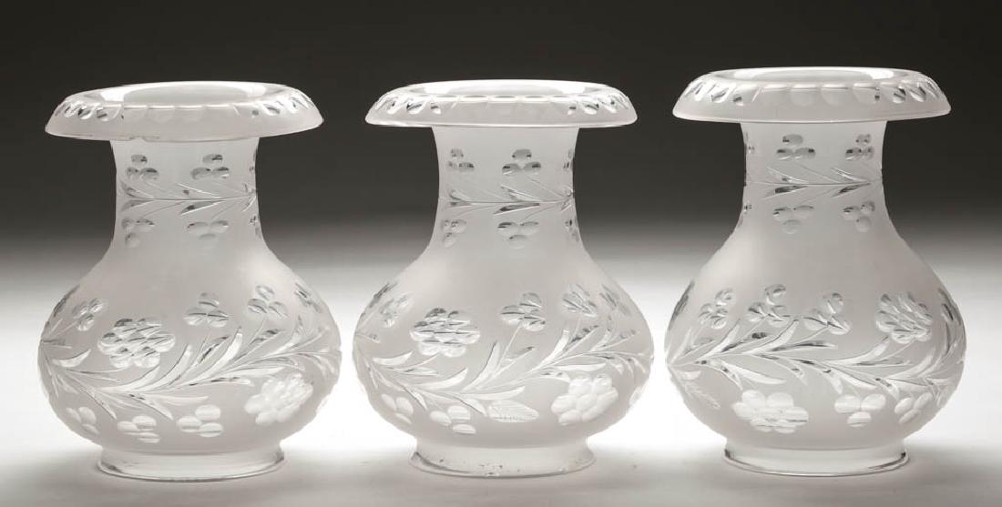 FREE-BLOWN AND CUT ARGAND LAMP SHADES, LOT OF THREE (1 of 1)