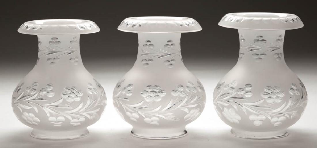 FREE-BLOWN AND CUT ARGAND LAMP SHADES, LOT OF THREE (1 of 1)