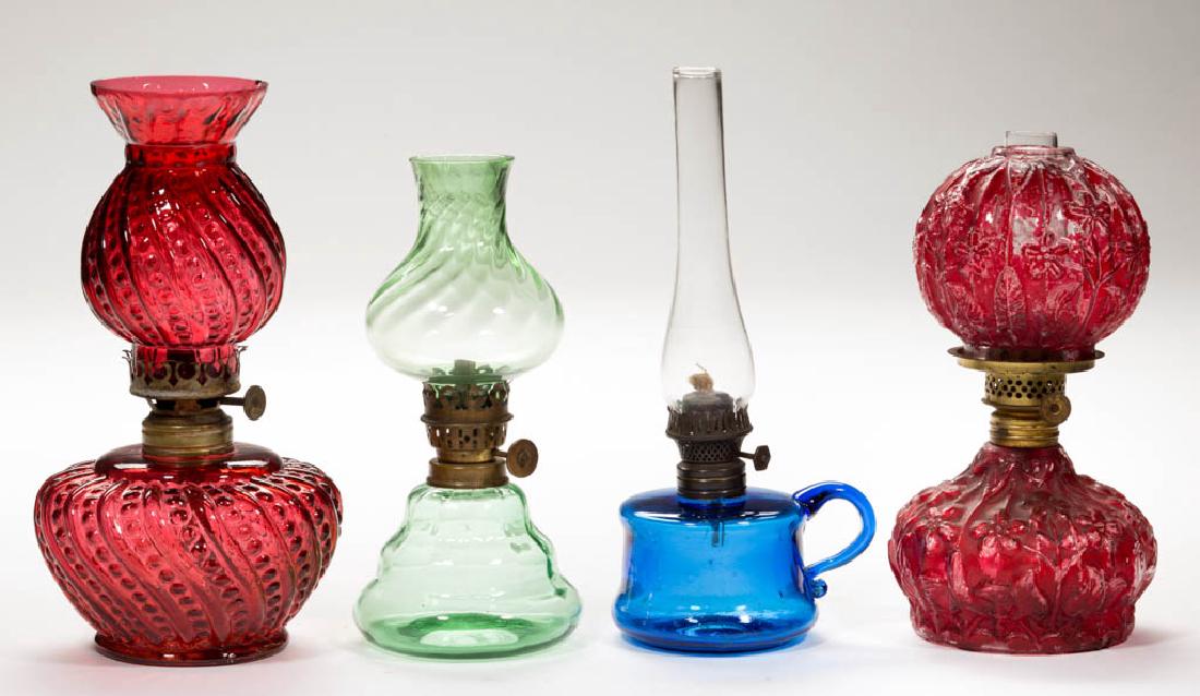 ASSORTED PATTERN MINIATURE LAMPS, LOT OF FOUR (1 of 1)