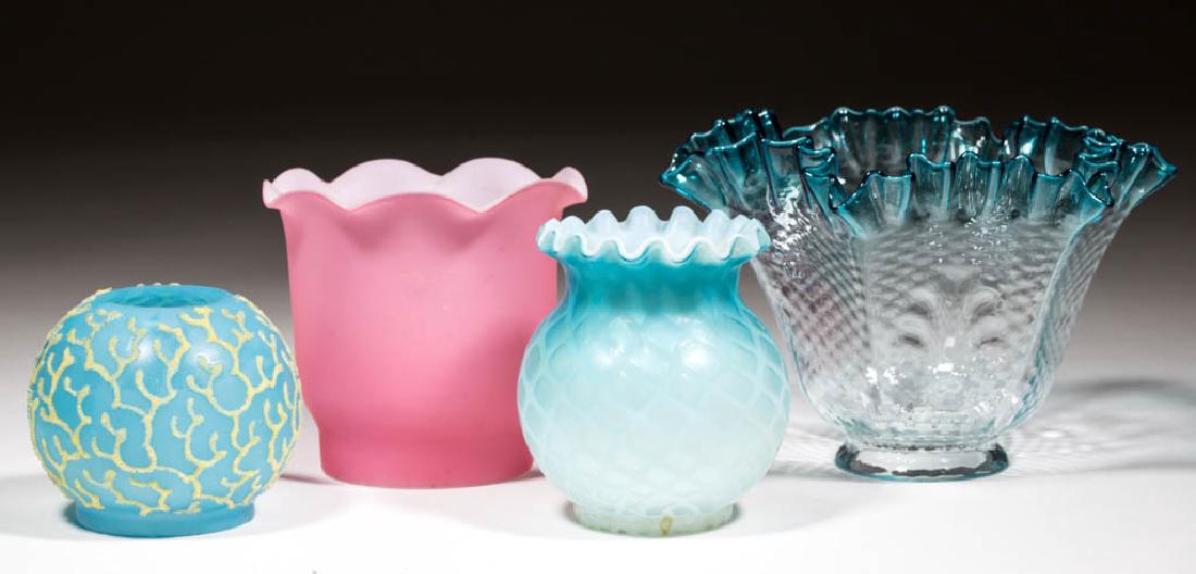 ASSORTED VICTORIAN MINIATURE LAMP SHADES, LOT OF FOUR (1 of 1)