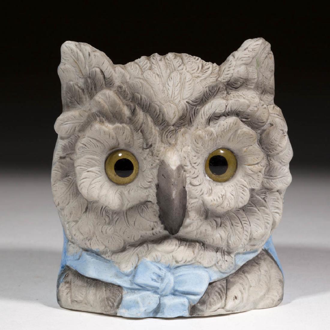 BISQUE FIGURAL OWL NURSERY / FAIRY LAMP (1 of 1)