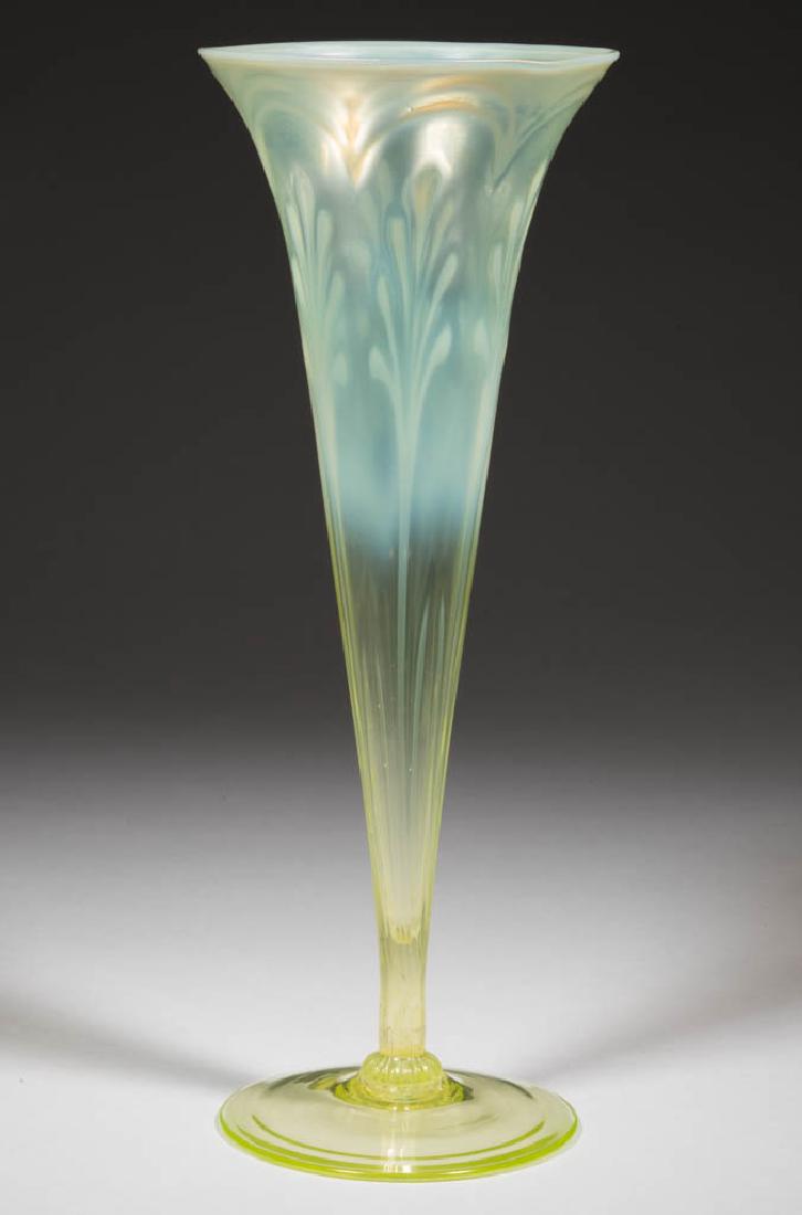 ENGLISH OPALESCENT GLASS TRUMPET VASE (1 of 1)