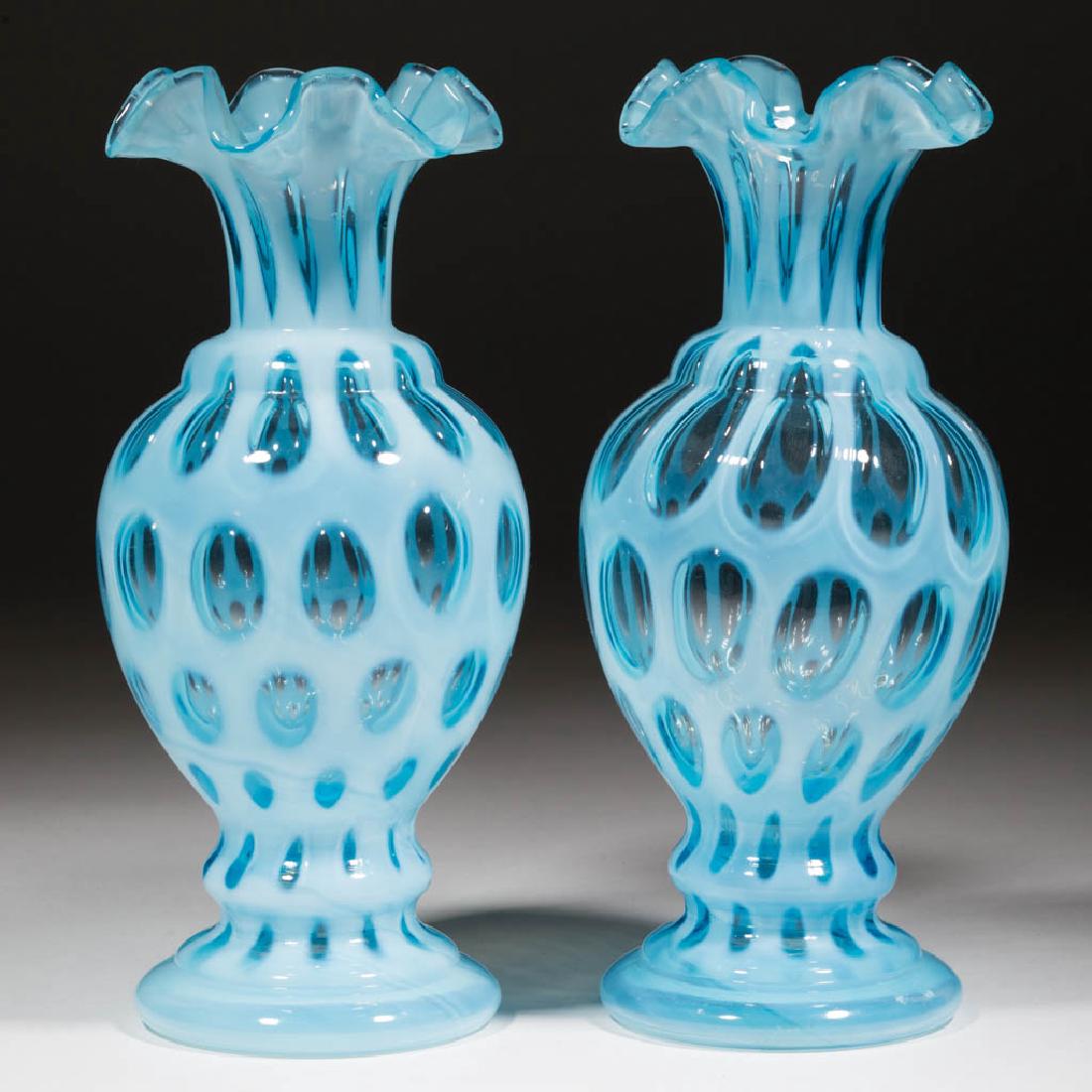 FENTON COIN DOT PAIR OF VASES (1 of 1)