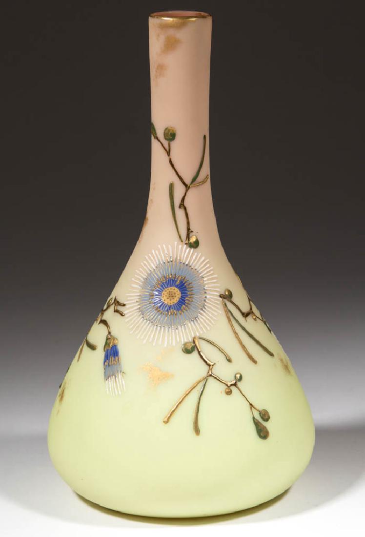 MT. WASHINGTON DECORATED BURMESE BUD VASE (1 of 3)