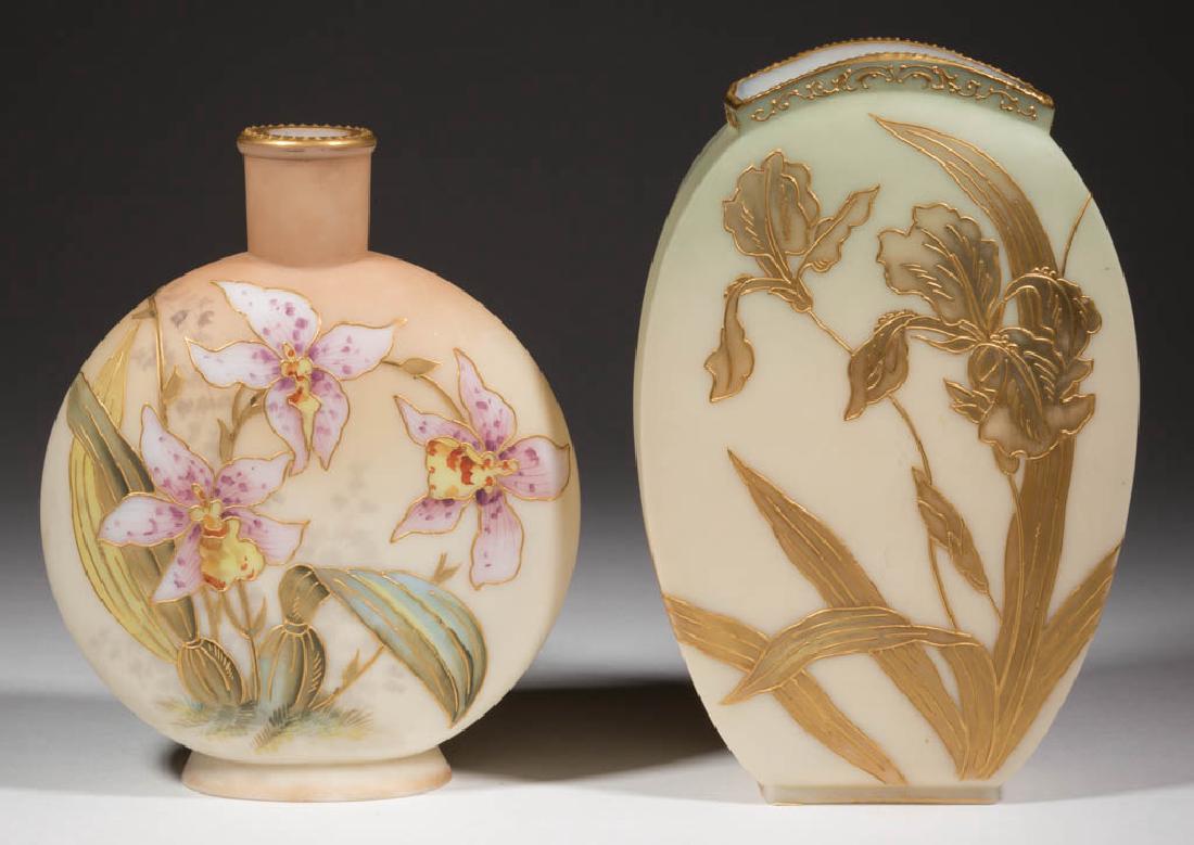 SMITH BROTHERS ENAMEL-DECORATED VASES, LOT OF TWO (1 of 3)